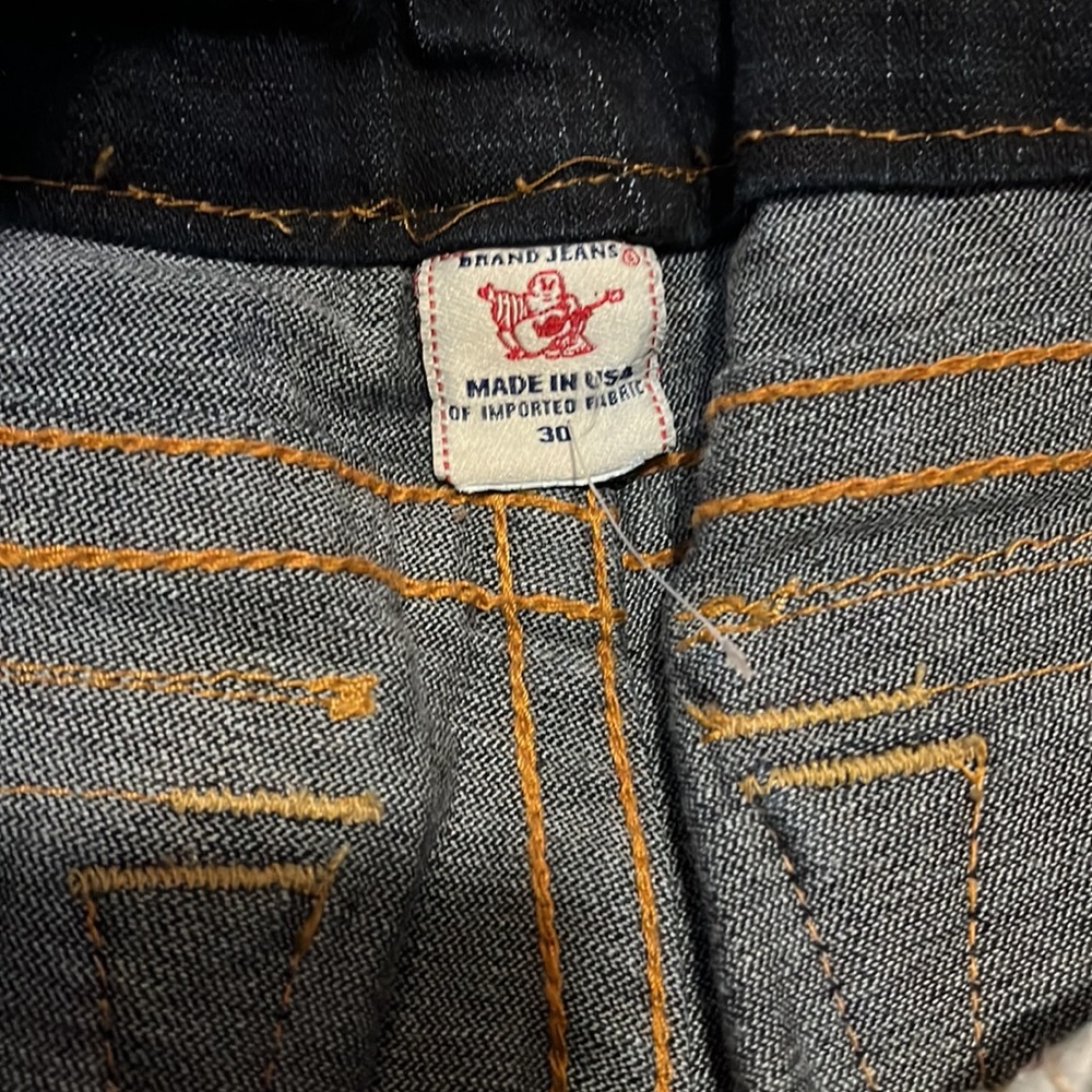 True Religion Dark Indigo Flare Jeans with Contrast Stitching size 30 - Picture 3 of 6